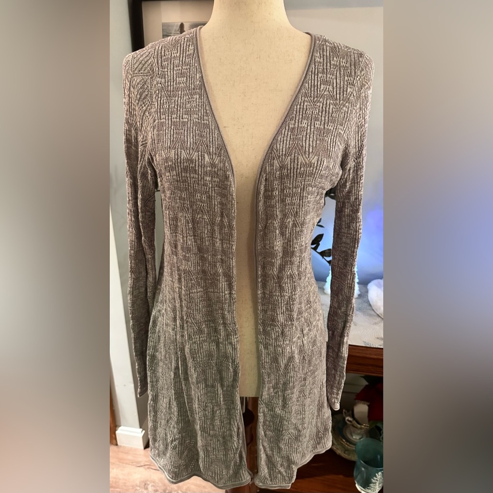 Belldini Light Gray Long Sleeve Knit Open Front Cardigan Sweater